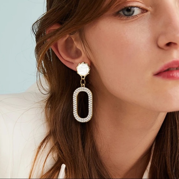 Gold Plated 14K Plated Rhinestone Drop Earrings - Picture 3 of 4